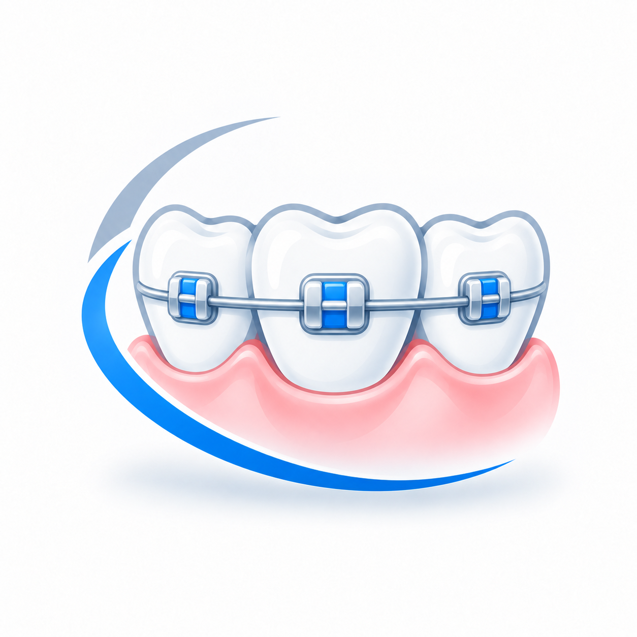 Ilustración de dientes con brackets